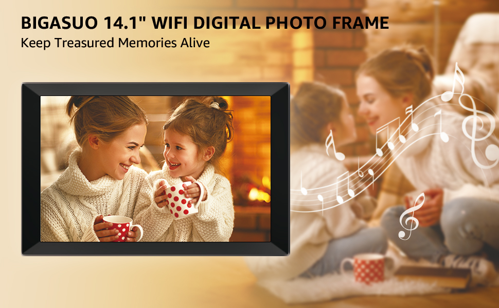 14.1 Inch WiFi Digital Picture Frame, Touch Screen Smart