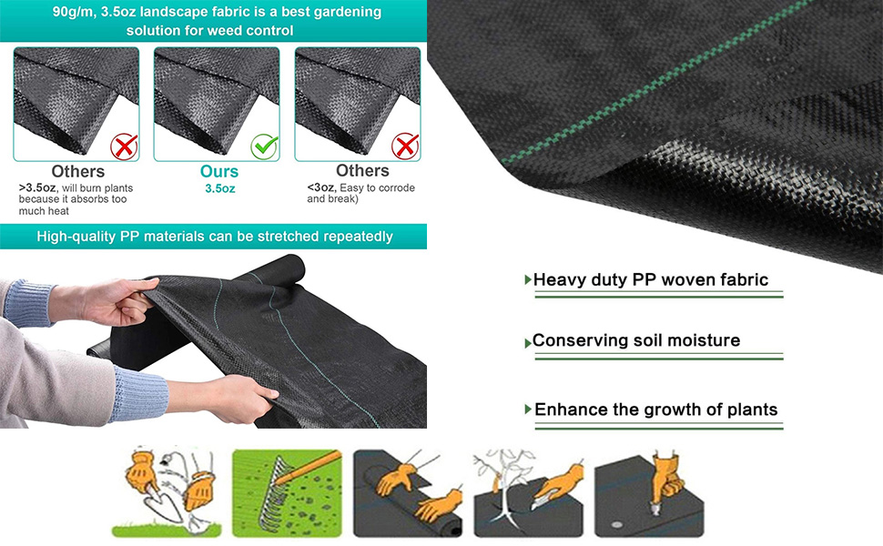 Betorcy Weed Barrier Landscape Fabric, Premium 3.2oz Weed