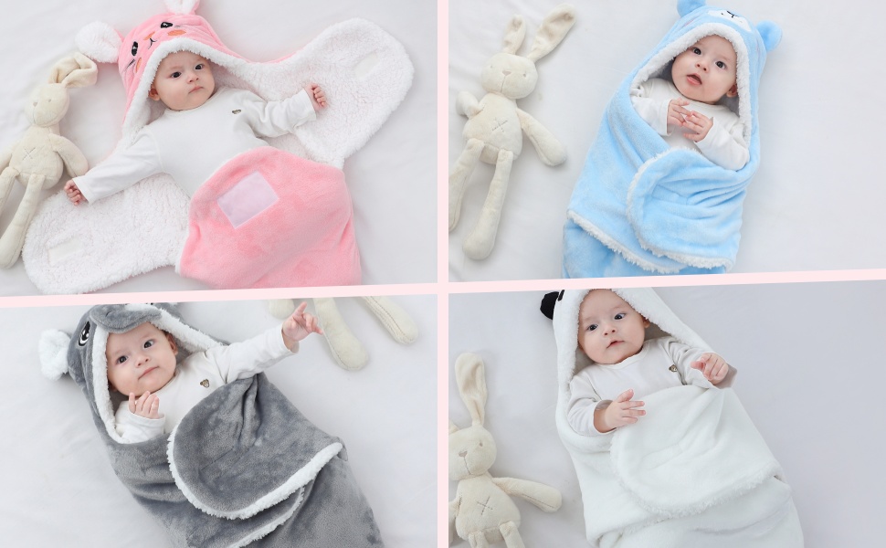 Baby Hooded Fleece Swaddle Blanket