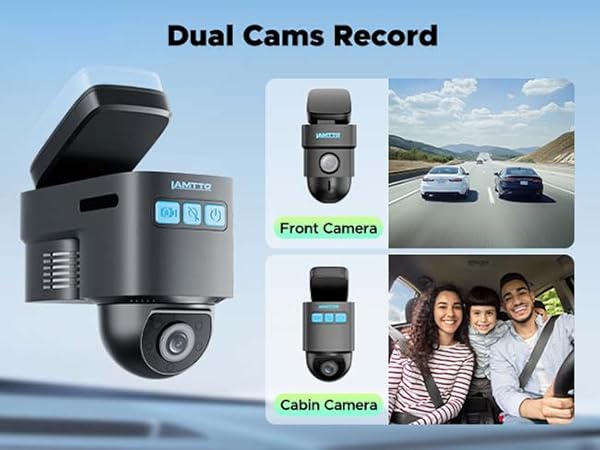 dual dash cam front and inside