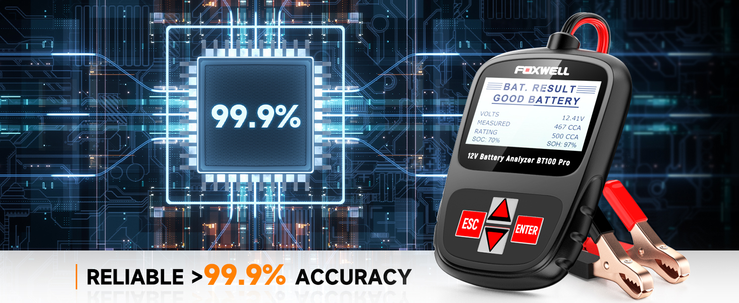 FOXWELL BT100 Pro Battery Tester 12V Automotive 1001100CCA Detect