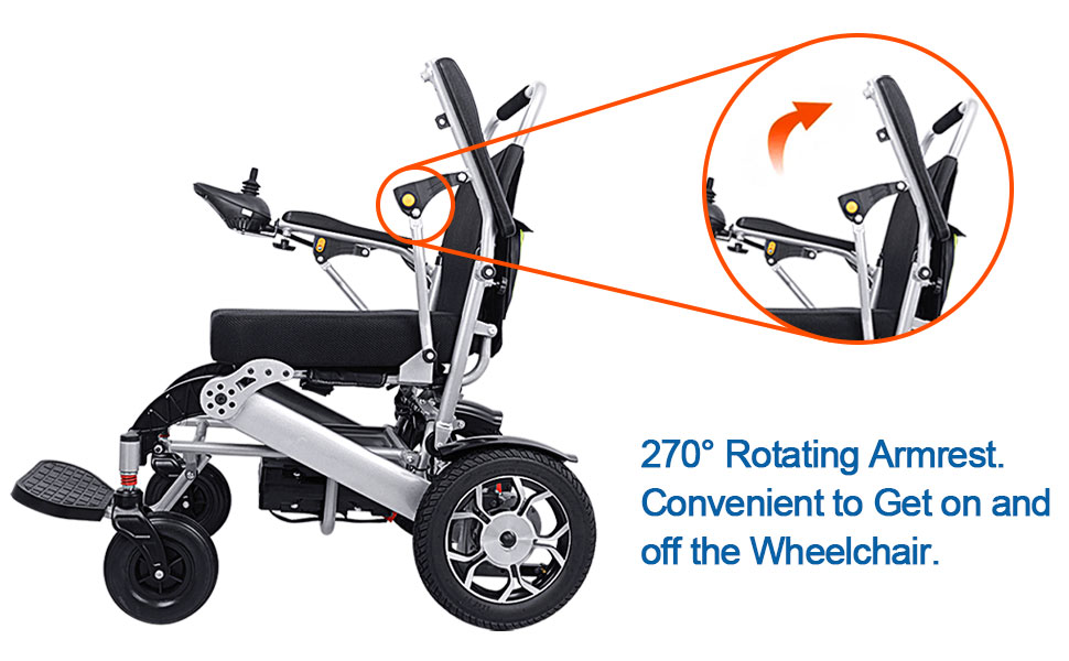 Broobey Lightweight Electric Wheelchairs for Adults with 2 Batteries