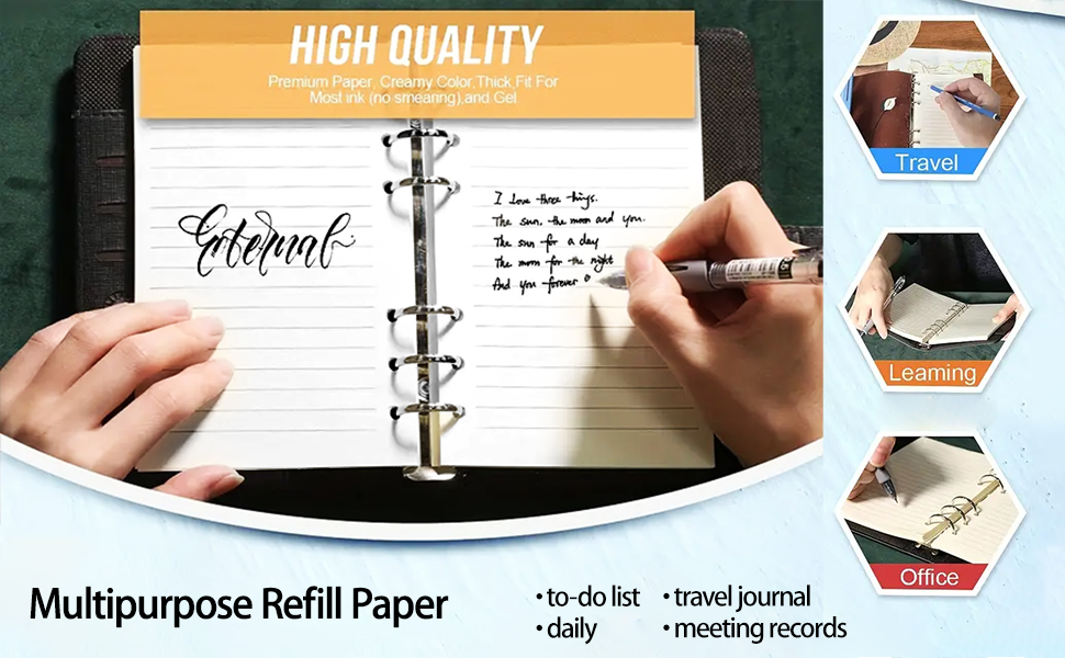 A5 Refill Paper, Planner Inserts Loose Leaf Paper