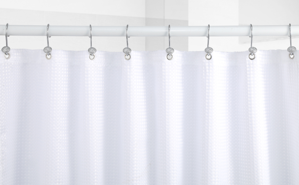 Silver Shower Curtain Hooks, Decorative Shower Curtain Rings, Modern