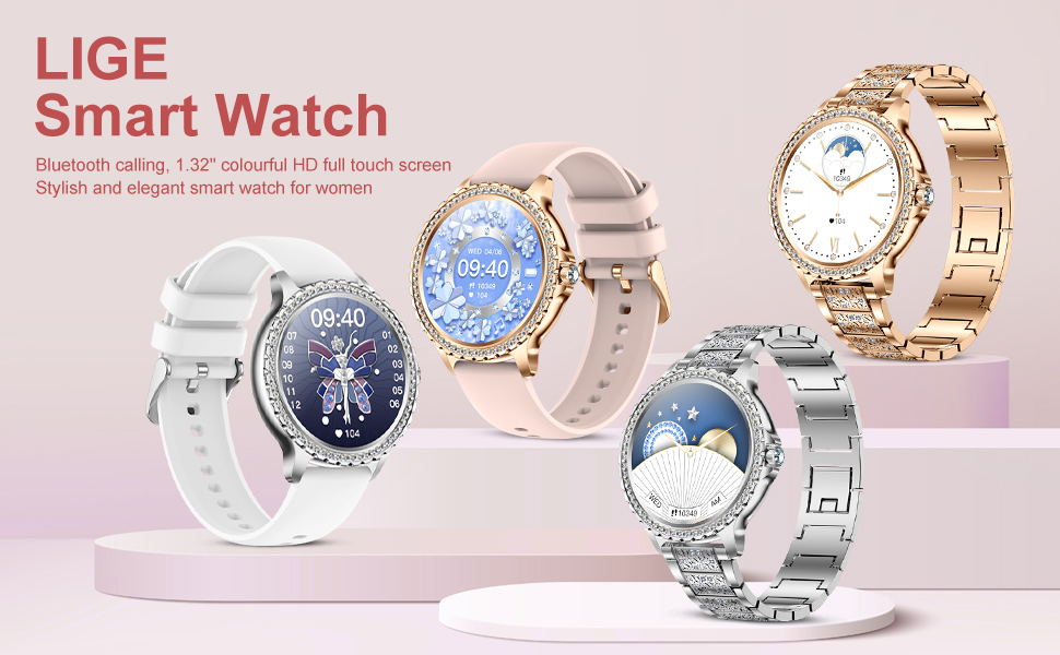 LIGE Smart Watch for Women, 1.32" HD Smartwatch with Bluetooth Call