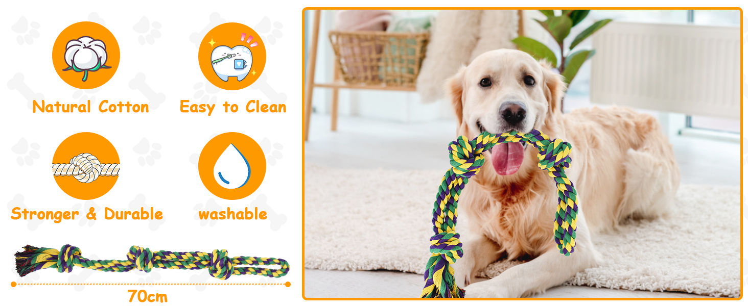 RIO Direct Dog Rope Toys for Strong Dogs Large dogs, Sturdy 3Knots