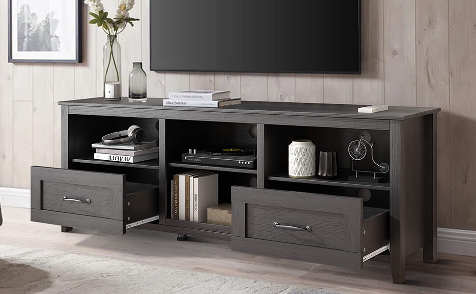 black tv stand with drawers