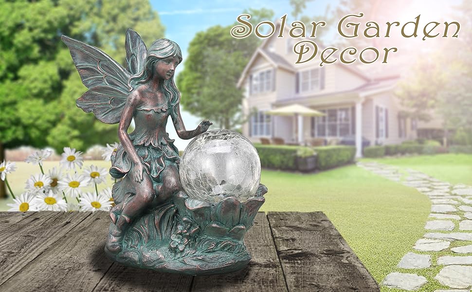 TERESA'S COLLECTIONS Large Bronze Fairy Garden Ornament Outdoor with