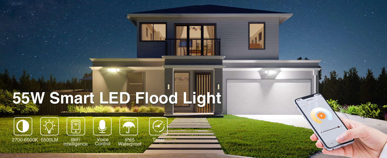 55W Smart LED Flood Light
