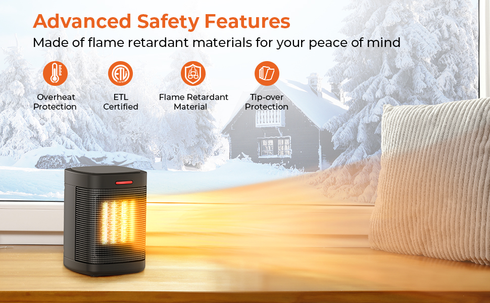 Small Space Heater Electric Ceramic Heater, 500W Mini