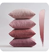 Topfinel Pink Throw Pillows Covers 20x20 Inch Set of 4,Farmhouse Corduroy Decorative Cushion Case...