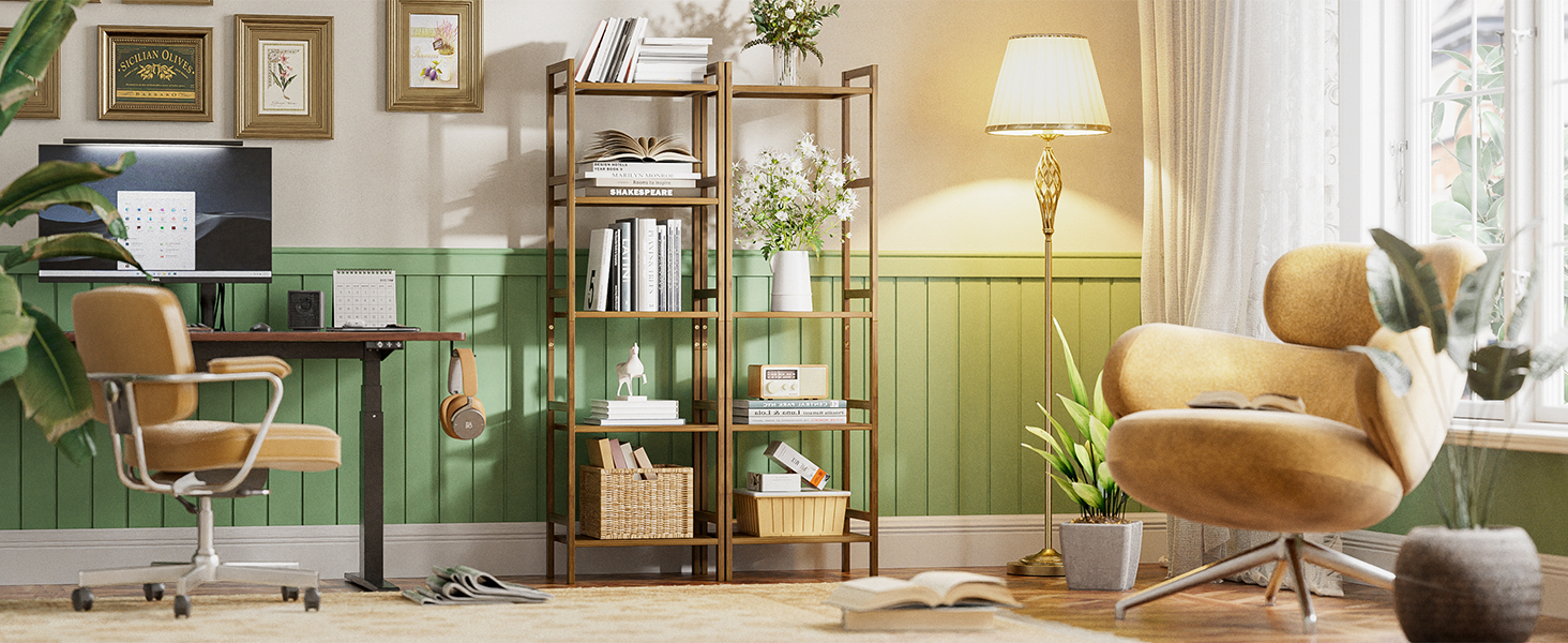 bamboo tall narrow bookcase