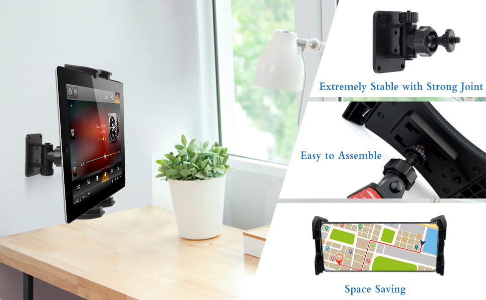 JYUHA 1 Pack Tablet Wall Mount Holder, 360 Degrees Adjustable Tablet