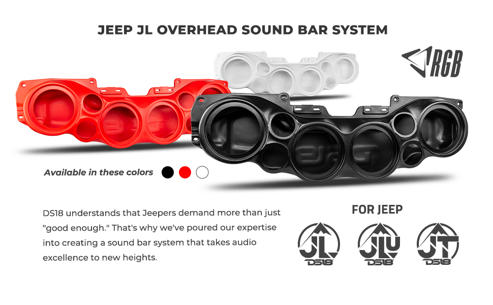 DS18 JEEP SOUNDBAR, JEEP SPEAKERS, JEEP SOUND BAR, JEEP OVERHEAD SOUNDBAR ENCLOSURE, JEEP AUDIO