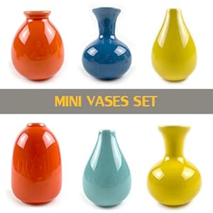 Juego de jarrones de flores para decoración del hogar, pequeños jarrones de cerámica multicolor de 3
