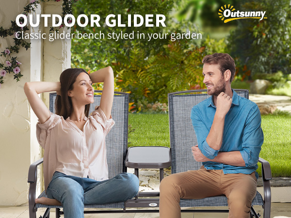 Amazon.com: Outsunny Outdoor Glider Bench with Center Table