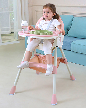 4-in-1 Convertible Baby High Chair with Removable Tray, Safety Belt, and Wheels for Easy Mobility