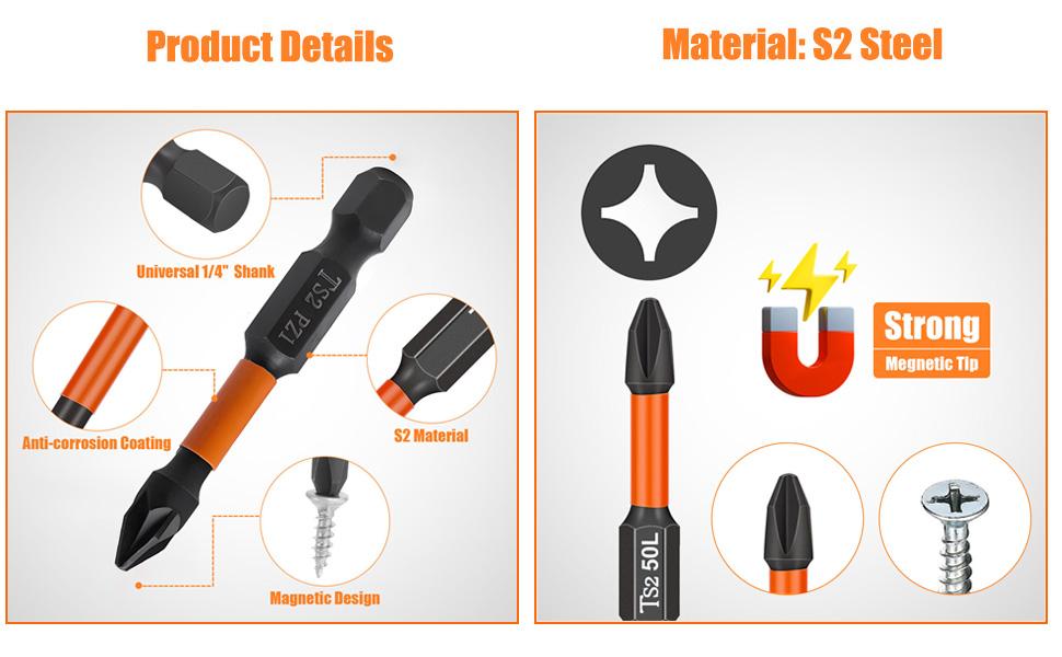 Hương popi Saipe 12pcs Magnetic Phillips Pozidriv Screwdriver Bit Set 1