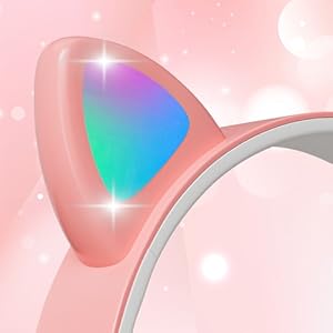 Close-up illustration of eyewear lens with iridescent blue-green gradient effect against pink background with sparkle effects.
