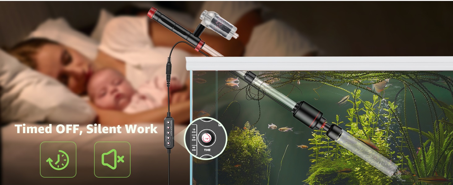 Suness Electric Aquarium Vacuum Gravel Cleaner 24W Automatic Fish Tank Gravel