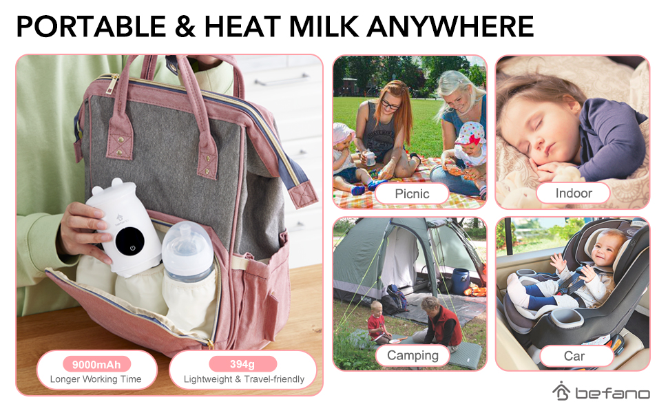 Bottle Warmer, Befano Baby Bottle Warmer Portable Bottle Warmer for Breastmilk or