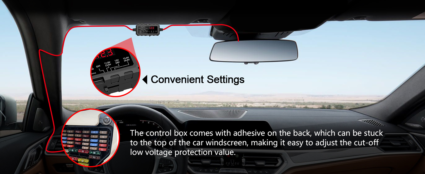 Dash Cam Hardwire Kit USB-C with LED Screen, 12V-32V to 5V 3A 4m/13ft Hardwire Kit