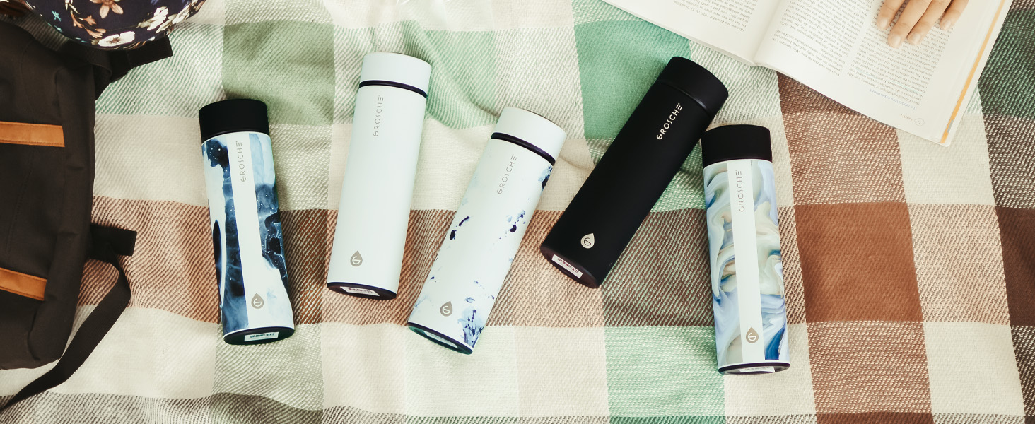 GROSCHE Chicago SOFT TOUCH (Black) fruit infuser water bottle Double