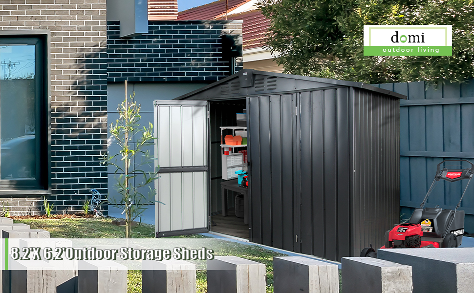 Domi Backyard Storage Shed 8.2’ x 6.2’ with Galvanized