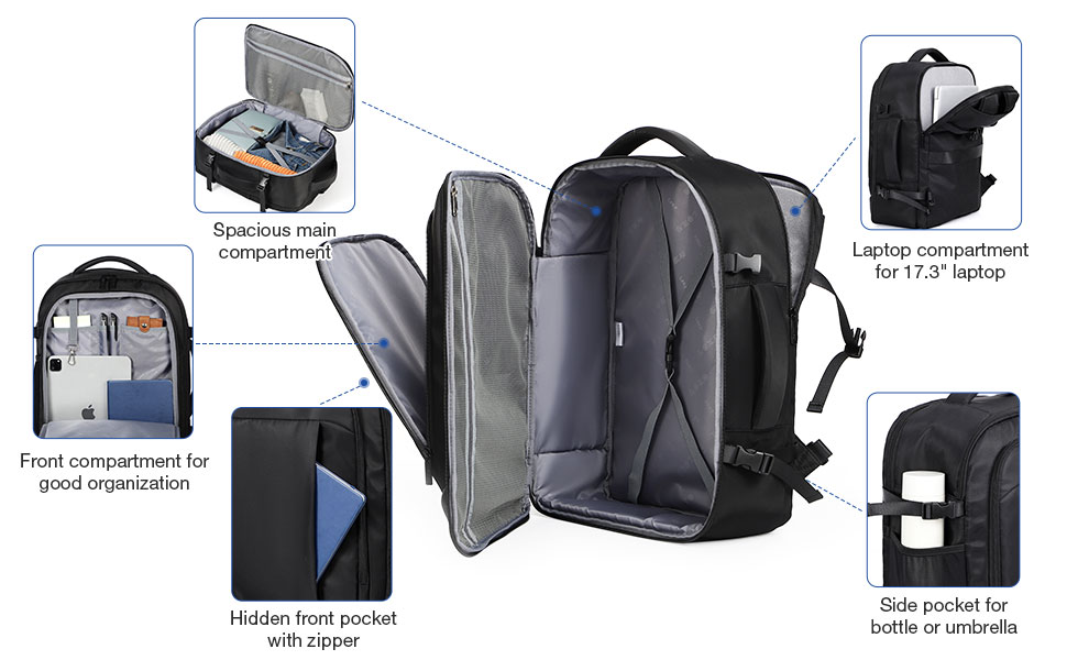 Lekeinchi Carry On Backpack for Airplanes Travel Backpack