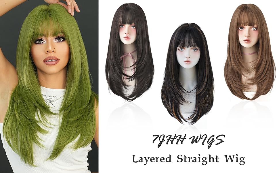 彊美人70XS1830 1220 1420 1826 2030 2230 304 Amazon.com : 7JHH WIGS Long Straight Green Synthetic Wig