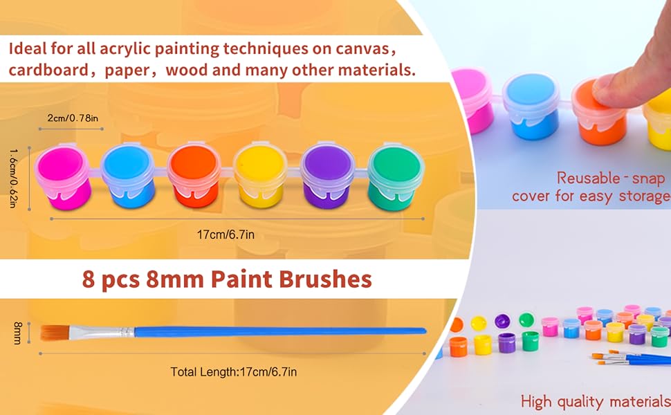 Acrylic Paint Set,48 Paint Pots in 6 Colors,Set of 8