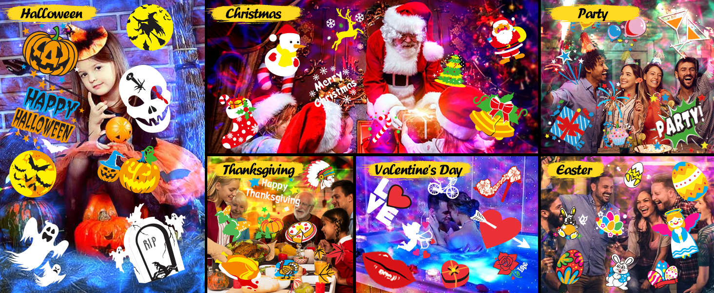 2024 Upgrade Halloween Christmas Projector Lights Outdoor 2 in 1 Moving Patterns Landscape Lights