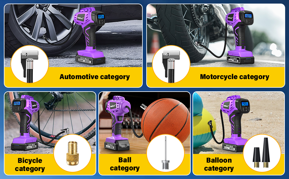 multiple function tire compressor with 4 preset modes