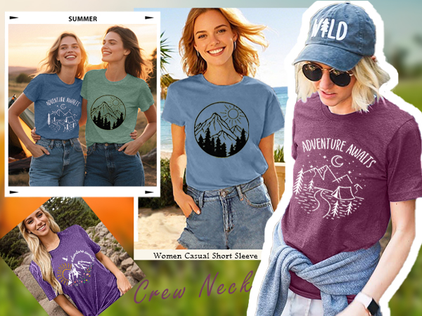 Amazon.com: Women Mountain Adventure Awaits Shirt Workout