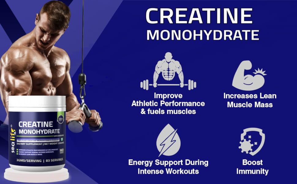 Sea Life Creatine Monohydrate |100% Pure Creatine Powder 250gm,83 ...