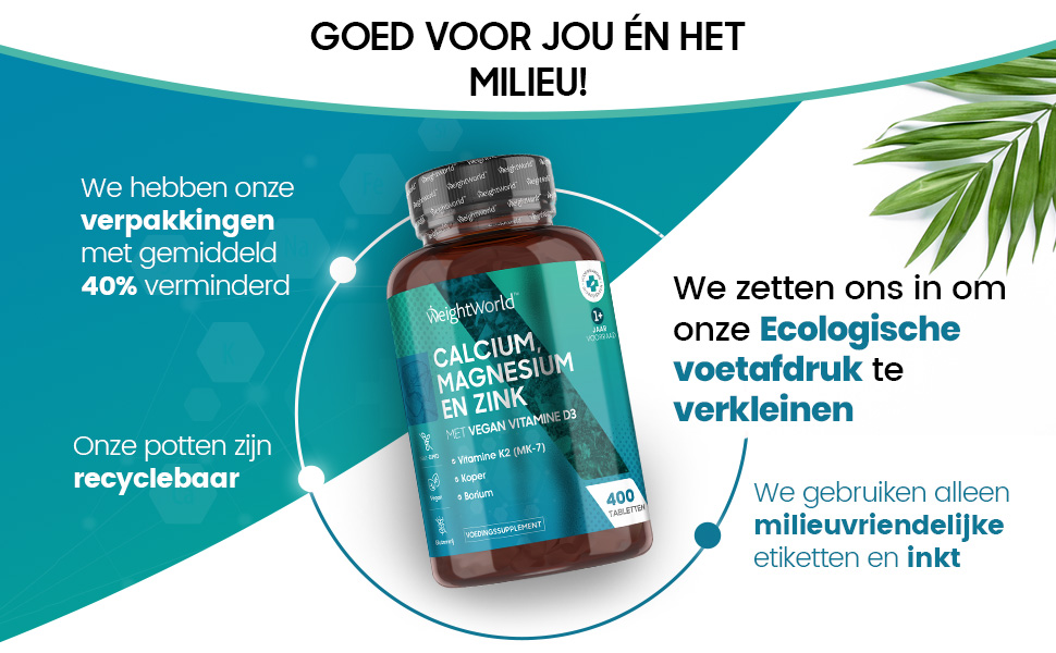 Magnesium, Calcium en Zink 400 tabletten voor meer dan 1 jaar
