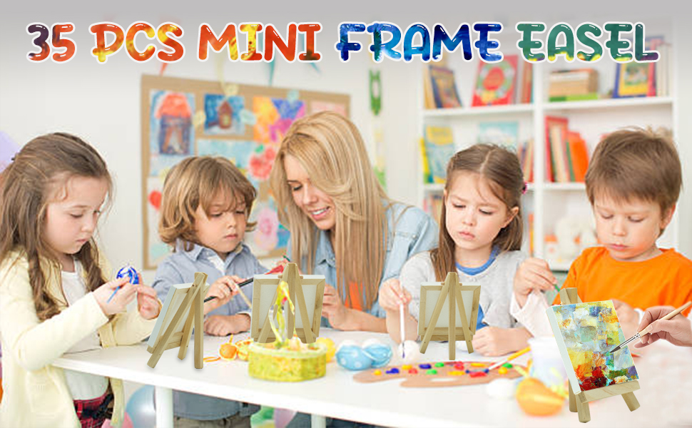 35 Pcs Mini Canvases Panels with Easel Set 3 x 3 Inches