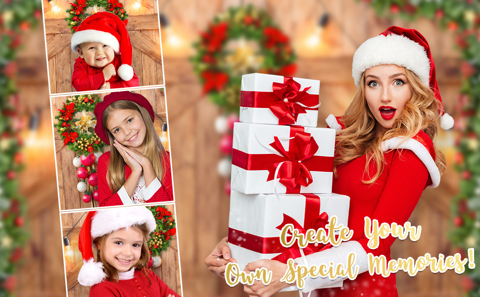 Rustic Christmas Barn Door Backdrop for Photography Merry Xmas Wood Texture Board Wall Floor