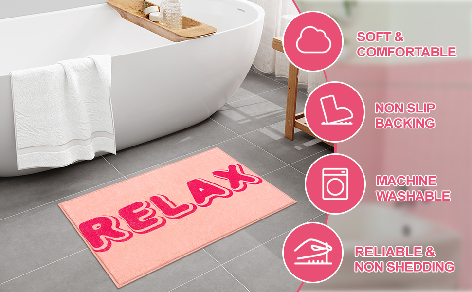 Seavish Pink Bathroom Rugs Non Slip Washable Funky Relax