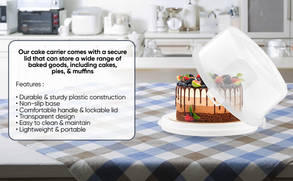 ASAB Plastic Cake Box with Lid Lock Cover Airtight Cake Storage