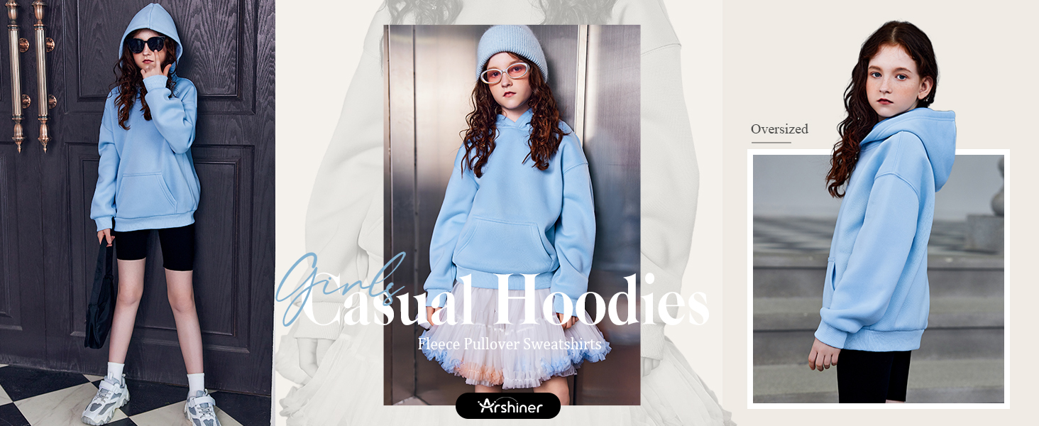Arshiner Girls Oversized Hoodies Fleece Pullover Sweatshirts Kids Fashion Casual Outfits Fall Winter Clothes 20 Girls Oversized Hoodies