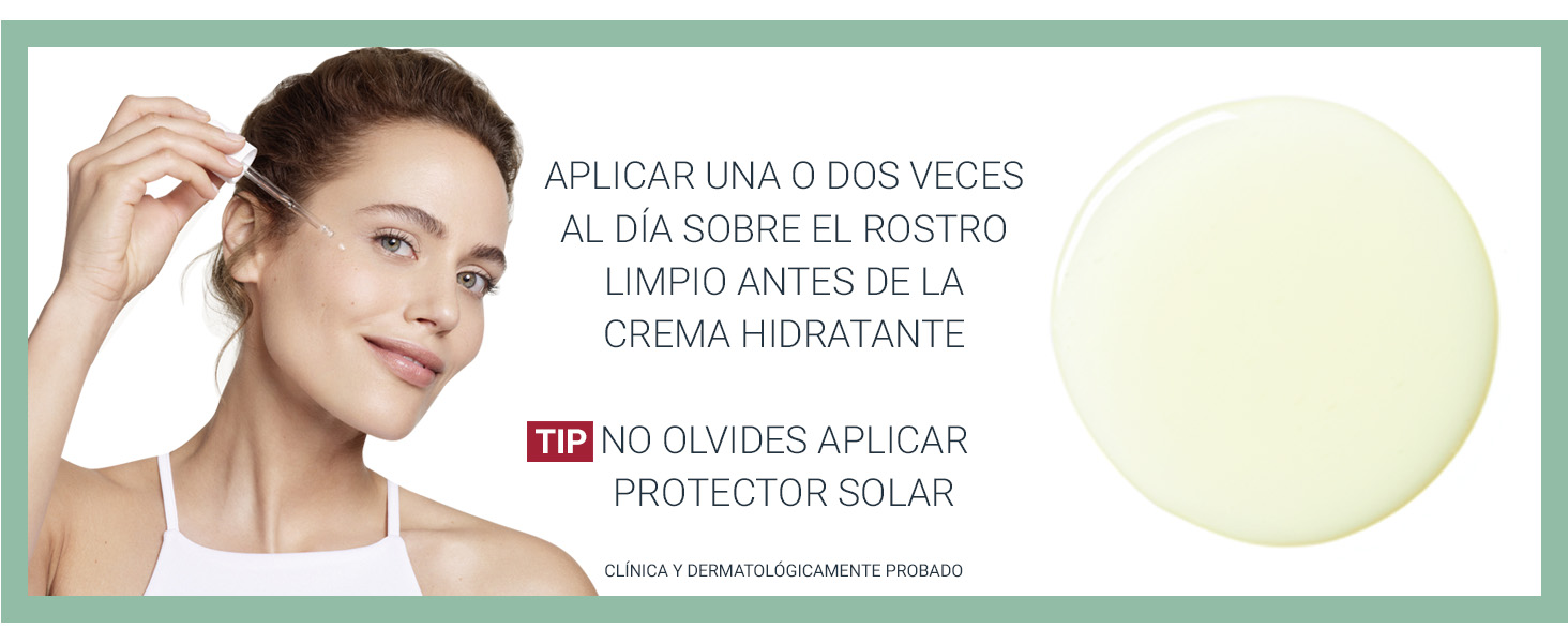 Aplicar una o dos veces al día sobre el rostro limpio