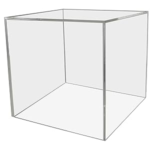 Display Cube Elevate Artifact Cover Pedestal Five Sided Figurines Showcase Organizer Box Bin Acrylic