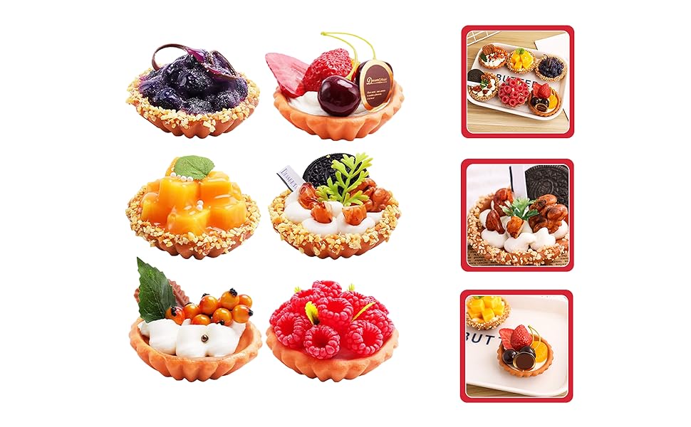 Hemoton 6Pcs Artificial Cake Set, Fake Simulation Realistic Food, Imitation Faux