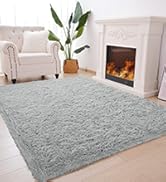 Grey furry rug