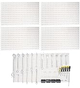 Metal Pegboard Panels Garage Storage & Organization Products Peg Boards for Wall, 4 Pcs 24” x 12”...