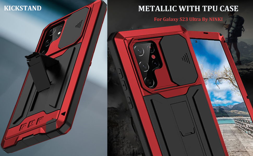 NINKI Compatible Samsung Galaxy S23 Ultra Case Camera Cover with Screen