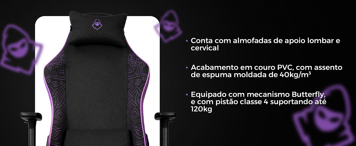 Cadeira Gamer Mancer Tyr C Preto e Roxo
