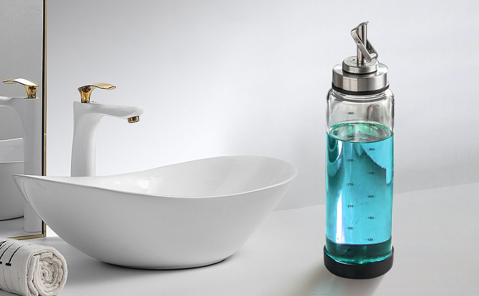 Suli Mouthwash Dispenser, 2 Pack 17oz Glass Mouthwash