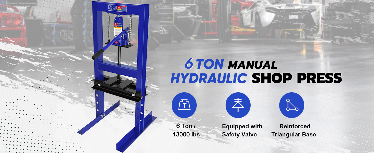 SPOWAY 6 Ton Hydraulic Shop Press, HFrame Floor Mount